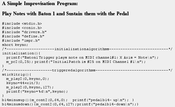 Simple improvisation example from Mathews lecture